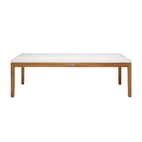 Moderner Couchtisch - Fiji - Il Giardino di Legno - geflochtenes Harz / Gestell aus Teakholz / rechteckig