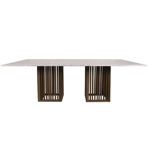 Moderner Esstisch - Code - Il Giardino di Legno - Marmor / Gestell aus Teakholz / rechteckig