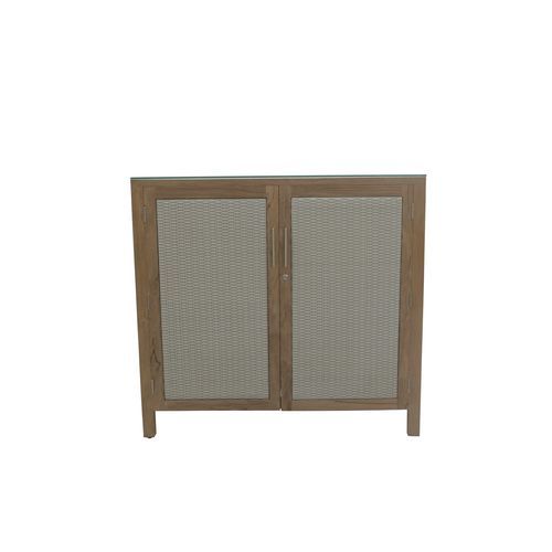 Modernes Sideboard - Siloso  - Il Giardino di Legno - Teakholz / Rattan / Glas