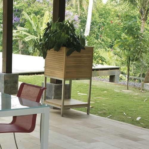 Teakholz-Pflanzgefäß - ACCP5813 - Il Giardino di Legno - quadratisch / hoch / für Privatgebrauch