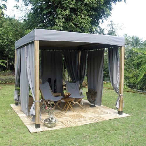 Teakholz-Pavillon - Venezia - Il Giardino di Legno - Stoffdach / mit Holzstruktur