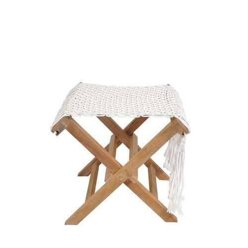 Moderner Fußschemel - Macramè - Il Giardino di Legno - Teakholz / Kordel / für Außenbereich