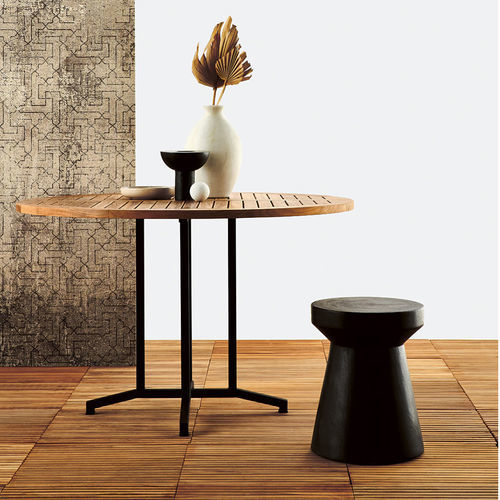 Moderner Hocker - Suar - Il Giardino di Legno - Holz / Gestell aus Holz / rund