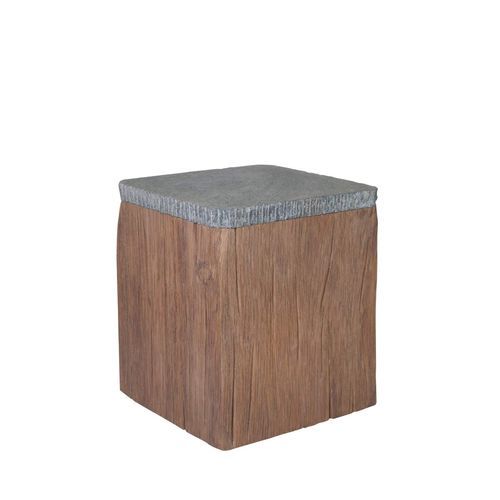 Moderner Beistelltisch - Stratos - Il Giardino di Legno - Stein / Gestell aus Teakholz / quadratisch