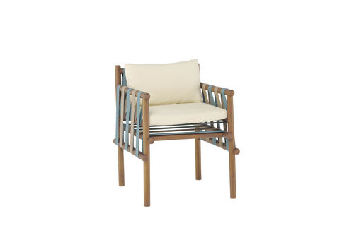 Moderner Esszimmerstuhl - Lignes LIGN03B8 - Il Giardino di Legno - für Garten / Stoff / Teakholz
