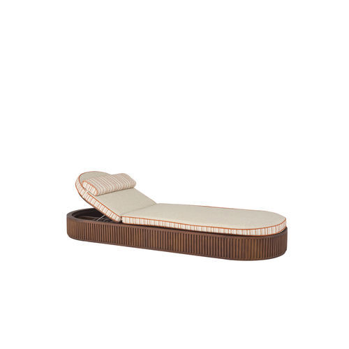 Design-Sonnenliege - GRIS0582 - Il Giardino di Legno - Stoff / Teakholz / für Gewerbegebrauch