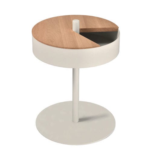 Moderner Beistelltisch - STAND UP - Objekten - Eiche / gebeiztes Holz / Gestell aus heißlackiertem Stahl