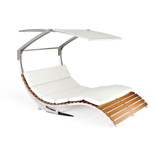 Moderne Sonnenliege - LECTVS - PALMAR arredi - Stoff / Teakholz / Iroko