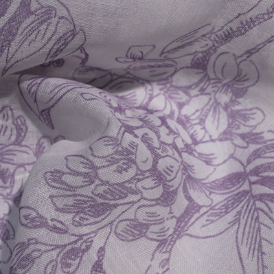 Vorhangstoff - LINO GLICINE DELAVE' - Foresti Home Collection Group srl - Blumenmotive / Polyester / Leinen
