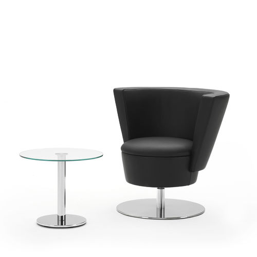Sessel für Konzentration und Privatsphäre - .ROSSI L LOUNGE-SESSEL - Spiegels - modern / Baumwolle / Leder