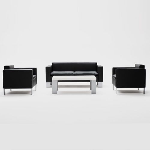 Moderner Besuchersessel - .U TWO - Spiegels - Leder / poliertes Aluminium / Polster