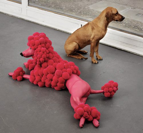 Merinowolle-Skulptur - Poodle pink - MYK Berlin - handgefertigt / bodenstehend / Farbe anpassbar