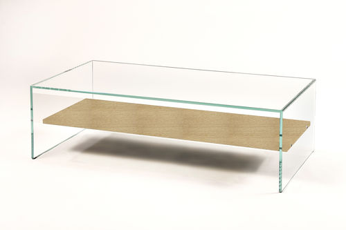 Moderner Couchtisch - ZEN11 : TRANSPARENCE  - ADENTRO - Holzfurnier / Hartglas / rechteckig