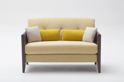 Modernes Sofa - RESIDENT - ADENTRO - Leder / beige / Buche