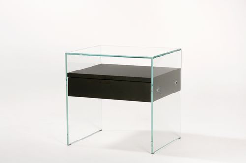 Moderner Nachttisch - ZEN 5: COMODINO  - ADENTRO - Glas / Eiche / rechteckig