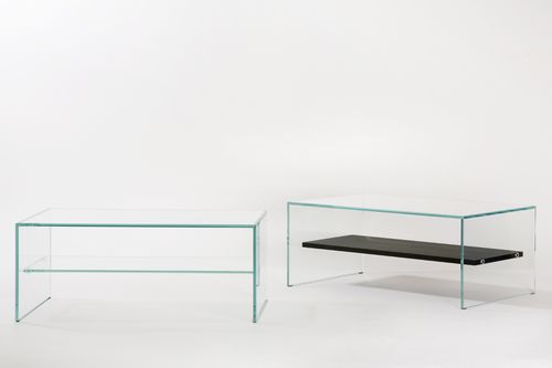Moderner Couchtisch - ZEN 1 : TRANSPARENCE  - ADENTRO - Glas / Eiche / rechteckig