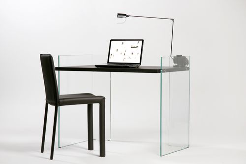 Moderner Schreibtisch - ZEN 8 : SCRIBE - ADENTRO - Eiche / Glas