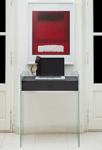 Moderner Schreibtisch - ZEN 13  - ADENTRO - Eiche / Glas / mit Gestell aus Paneelen
