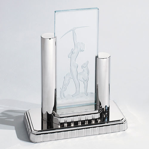 Tischlampe - 730 - SOFAR - vernickeltes Messing / Glas / Art Deco
