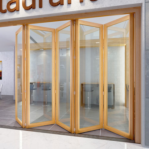 Aluminium-Schiebesystem - OPENTEC FWF100 - MANTION SAS - Glastüren / mit versteckten Laufrollen / faltbar