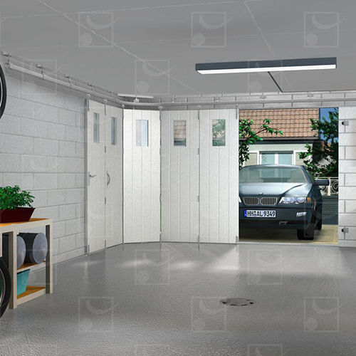 Seitlich unterteiltes Garagentor - 9300 series  - MANTION SAS - Metall / manuell / halbverglast