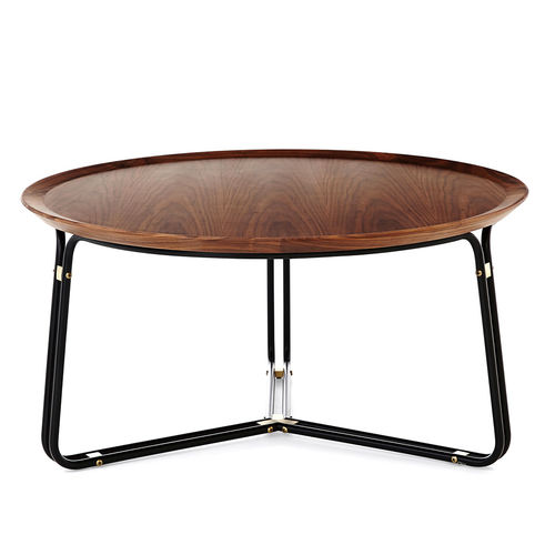 Moderner Couchtisch - QT - STELLAR WORKS - Edelstahl / Laminat / rund