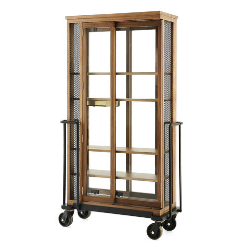 Moderne Vitrine - STELLAR WORKS - Nussbaum / Edelstahl / pulverbeschichteter Stahl