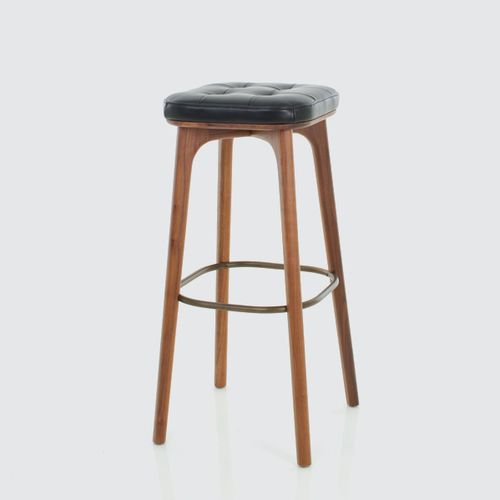 Moderner Barhocker - MING - STELLAR WORKS - Sperrholz / Gestell aus Massivholz / Polster