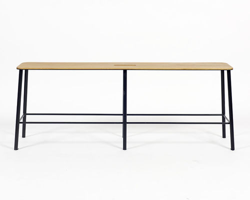 Moderne Bank - ADAM - FRAMA - Holz / Stahl / Leder