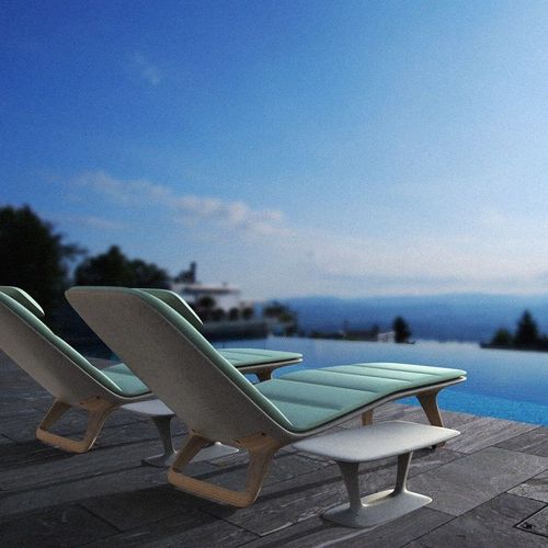 Moderne Sonnenliege - LOUNGER MINT - Stayconcrete - Stoff / Beton / Holz