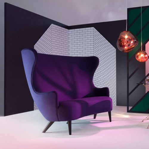 Modernes Sofa - WINGBACK SERIES - Tom Dixon - Stoff / Hochlehner / violett