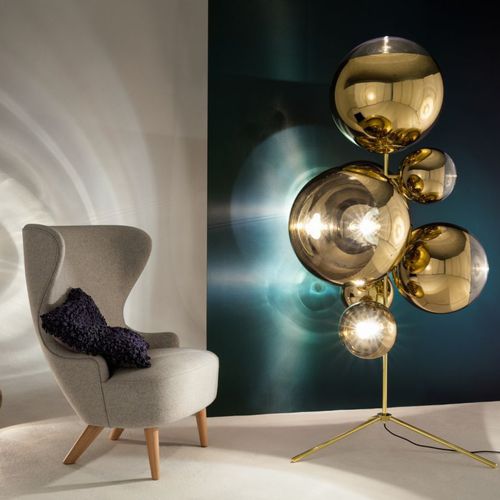 Stehleuchte - MIRROR BALL : MBBSC01G-FEUM1 - Tom Dixon - Stahl / Polycarbonat / originelles Design