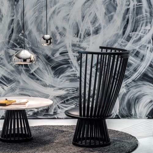 Stil-Stuhl - FAN : FAC01BL/FAC01NA - Tom Dixon - für den Innenraum / Esche / Leder