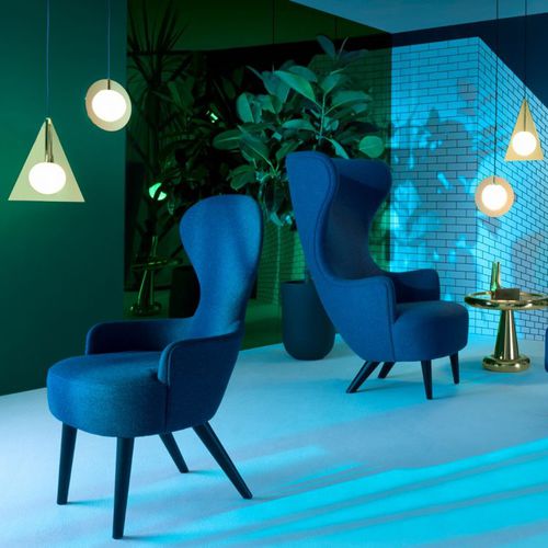 Moderner Esszimmerstuhl - WINGBACK SERIES - Tom Dixon - für den Innenraum / Stoff / Stahl