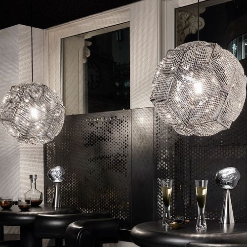 Hängelampe - PUFF - Tom Dixon - Edelstahl / modern / mit Kabel