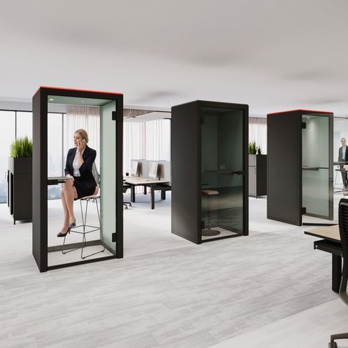POD-Büro / mit integrierter Beleuchtung - TALK.BOX - König Neurath - Akustik / für 1 Person / mit Glastür