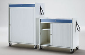 Niedriger Aktenschrank - König Neurath - Metall / Rollladen / auf Rollen