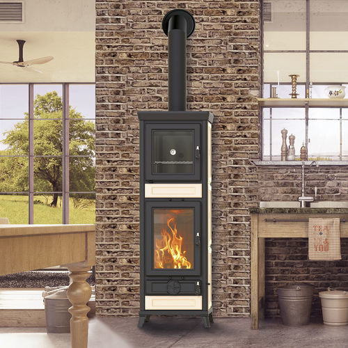 Holz-Kaminofen - Anna Evo Maiolica - THERMOROSSI - 10 kW...20 kW / bodenstehend / modern