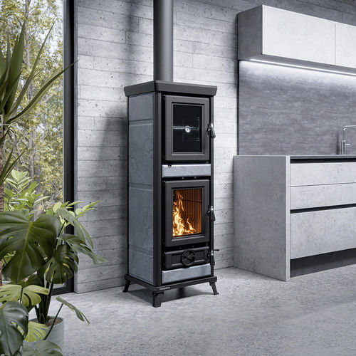 Holz-Kaminofen - Agnese EVO Stone - THERMOROSSI - 5 kW...10 kW / bodenstehend / modern