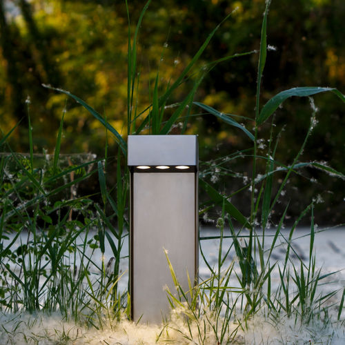 Edelstahl-Leuchtpoller - VOLK - Stral - für Garten / modern / mit Diffusor aus Hartglas