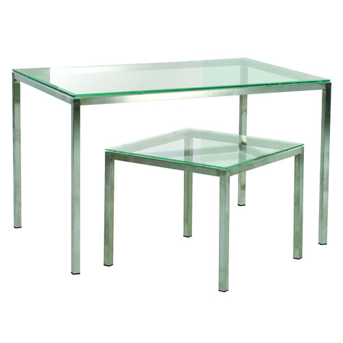 Moderner Esstisch - AMMON  - KODRETA furniture, s.r.o. - Holz / Glas / Gestell aus rostfreiem Edelstahl