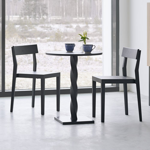 Moderner Lampentisch - TWIST - A 2 designers - Eiche / MDF / aus lackiertem Metall