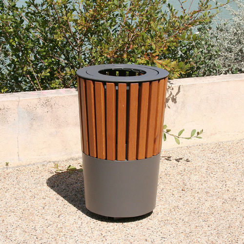 Park-Abfallbehälter - XYLON - ACCENTURBA - System / thermolackierter Stahl / Holz
