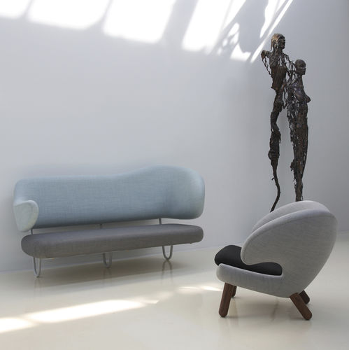 Sofa / skandinavisches Design - WALL - House of Finn Juhl – Onecollection - Stoff / mehrfarbig / Gestell aus lackiertem Stahl