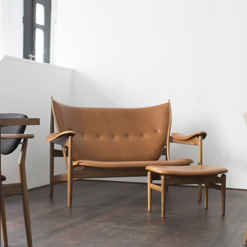Polsterbank / skandinavisches Design - CHIEFTAINS - House of Finn Juhl – Onecollection - Nussbaum / Teakholz / mit Rückenlehne