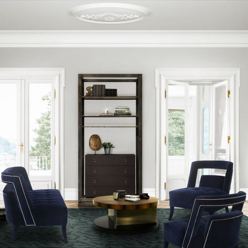 Moderner Kaminsessel - NAJ  - BRABBU DESIGN FORCES - Samt / blau / Farbe anpassbar