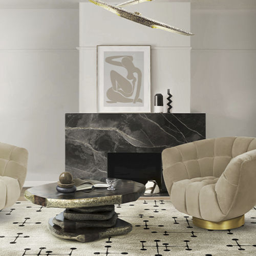 Moderner Couchtisch - LATZA - BRABBU DESIGN FORCES - Nussbaum / Gestell aus Messing / Gestell aus Holz
