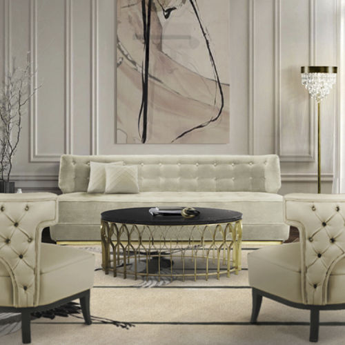 Moderner Couchtisch - MECCA II - BRABBU DESIGN FORCES - Marmor / Gestell aus gebürstetem Messing / oval