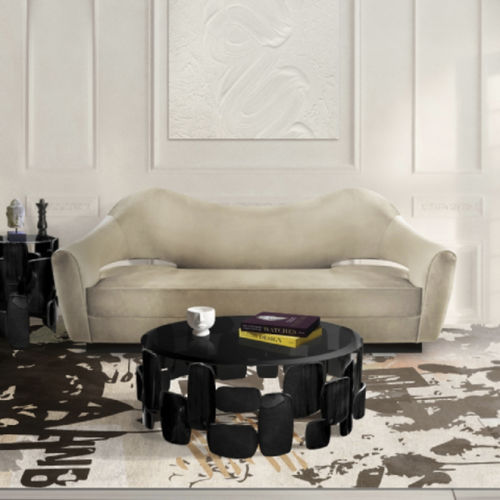 Moderner Couchtisch - GOROKA  - BRABBU DESIGN FORCES - Rauchglas / Gestell aus hochglanzlackiertem Holz / rund