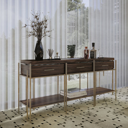 Moderner Konsolentisch - CASSIS - BRABBU DESIGN FORCES - Holzfurnier / Palisander / Gestell aus gebürstetem Messing